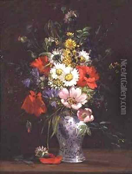 Still life with flowers in a vase 2 Oil Painting - Louise Darru