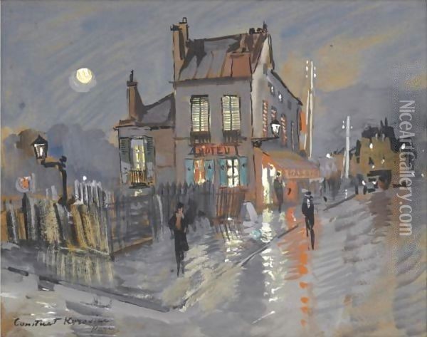 Street Corner, Paris Oil Painting - Konstantin Alexeievitch Korovin
