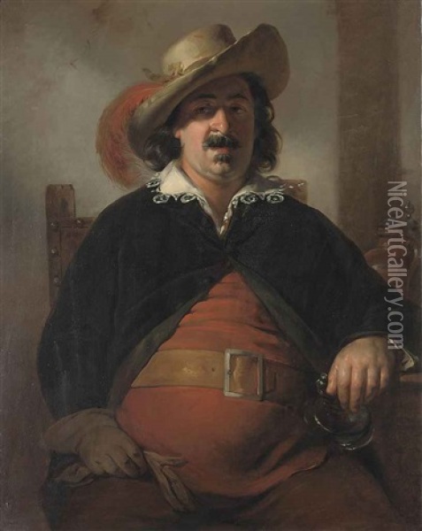 The Painter Ignaz Raffalt As Falstaff Oil Painting - Friedrich von Amerling