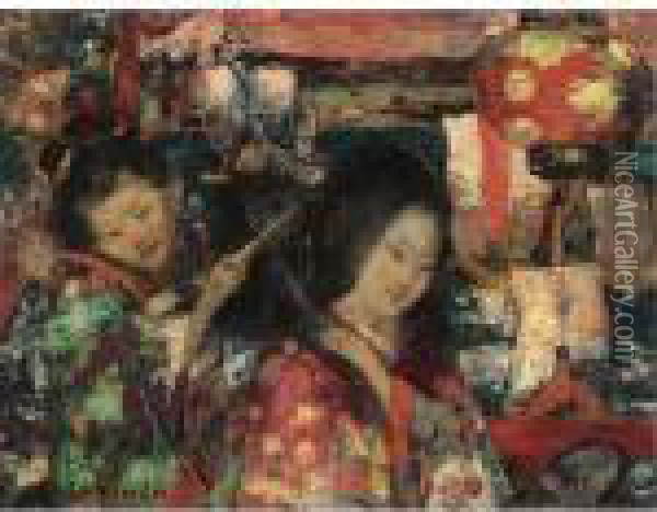 In Japan Oil Painting - Edward Atkinson Hornel