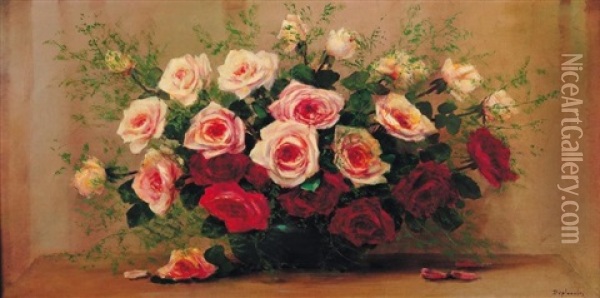 Bouquet De Roses Oil Painting - Gabrielle Marguerite Deplanche