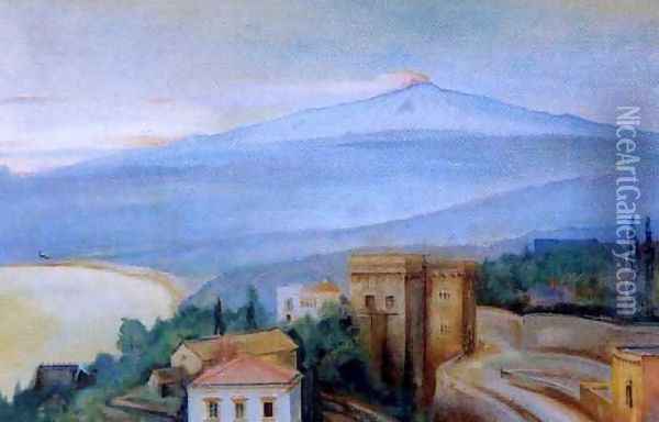 Etna Oil Painting - Gustaw Gwozdecki
