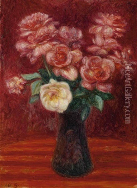 Pink Roses Oil Painting - William Glackens