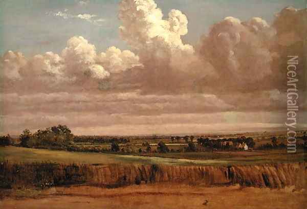 Landscape with Wheatfield, c.1850s Oil Painting - Lionel Constable