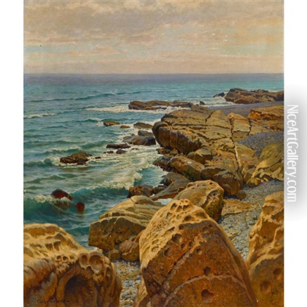 Roches Neptuniennes De Bretagne Oil Painting - Jean-Baptiste-Arthur Calame