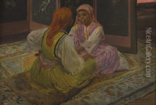 Deux Femmes Orientales Oil Painting - Georges Antoine Rochegrosse