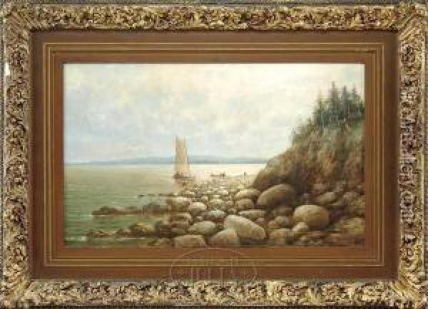 Rocky Coast Maine Oil Painting - Wesley Elbridge Webber