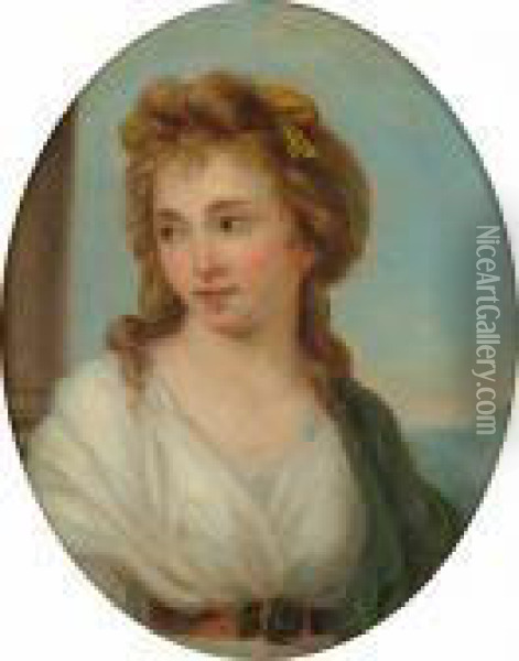Portrait, Bust Length, Of A Lady Oil Painting - Angelica Kauffmann