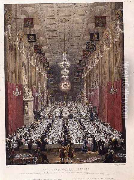 The Lord Mayors Dinner at the Guildhall, 9th November 1828 Oil Painting - George the Elder Scharf