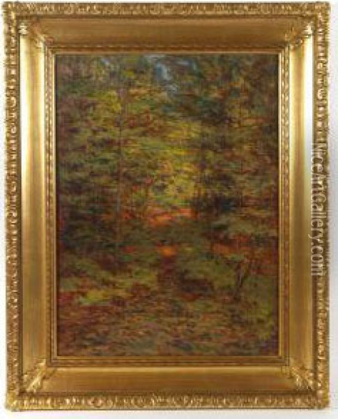 Fall Treed Landscape Oil Painting - Otto Stark