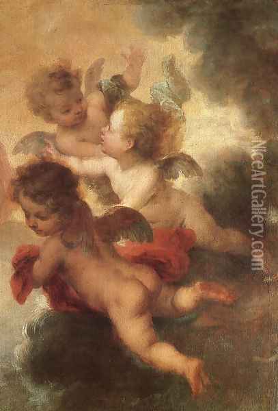 The Two Trinities (detail of angels) Oil Painting - Bartolome Esteban Murillo