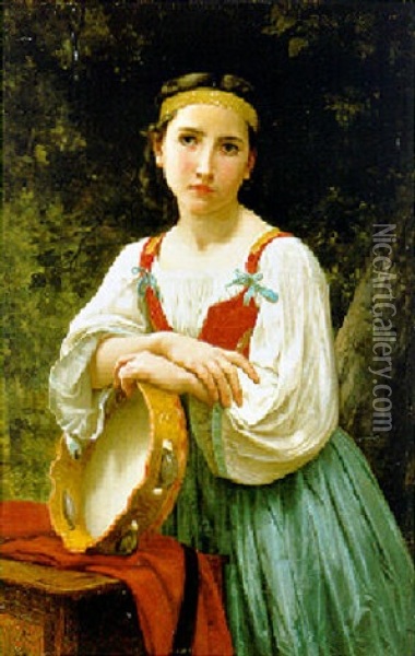 Bohemienne Au Tambour De Basque Oil Painting - William-Adolphe Bouguereau