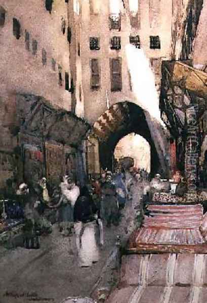 A Turkish Bazaar Oil Painting - Arthur Melville