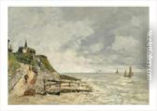 Villerville, Le Rivage Et La Mer Oil Painting - Eugene Boudin