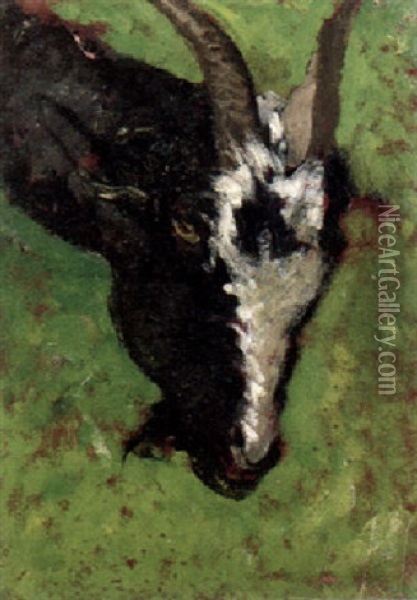 Goat Oil Painting - Mose di Giosue Bianchi