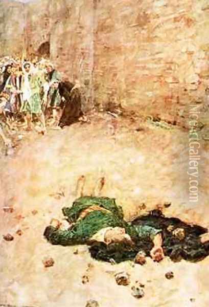 The stoning of Stephen Oil Painting - William Hatherell