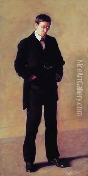 The Thinker - Portrait of Louis N. Kenton Oil Painting - Thomas Cowperthwait Eakins