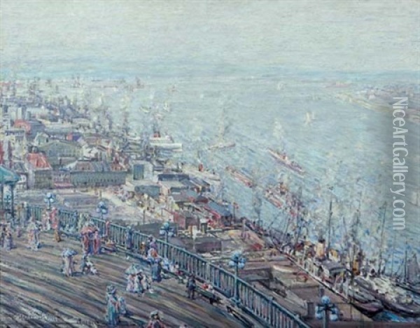 Quebec Harbour From Upper Town Oil Painting - Frederik Usher Devoll