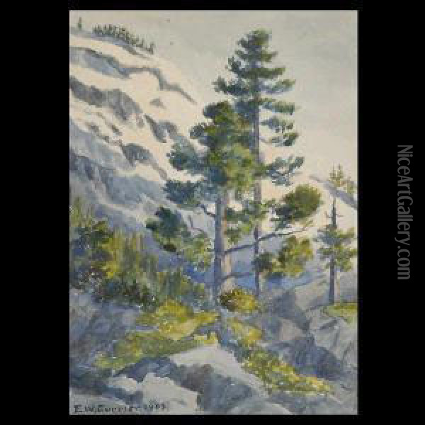 ) Winter Mountain Landscape. Oil Painting - Edward Wilson Currier