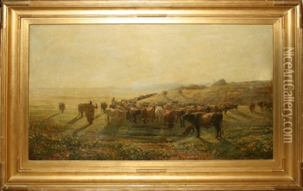 Herd Of Cattle Oil Painting - Francois Lauret