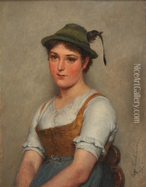 Young Girl Oil Painting - Hugo Kaufmann
