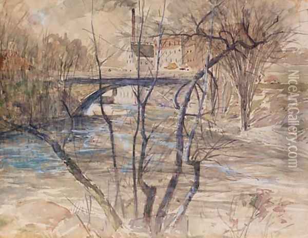 Mills Along the River Oil Painting - Julian Alden Weir