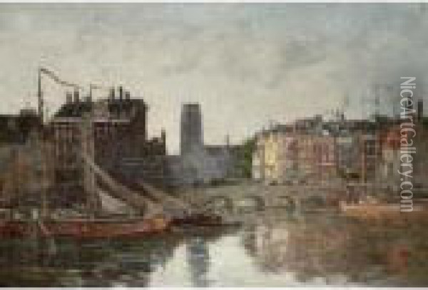 Property From A Distinguished Private Collection
 

 
 
 

 
 Rotterdam, Le Pont De La Bourse Oil Painting - Eugene Boudin