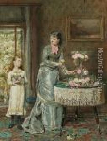 Arranging The Flowers Oil Painting - George Goodwin Kilburne