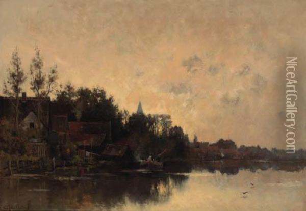 Late Summer Dawn Oil Painting - Fredericus Jacobus Van Rossum Du Chattel