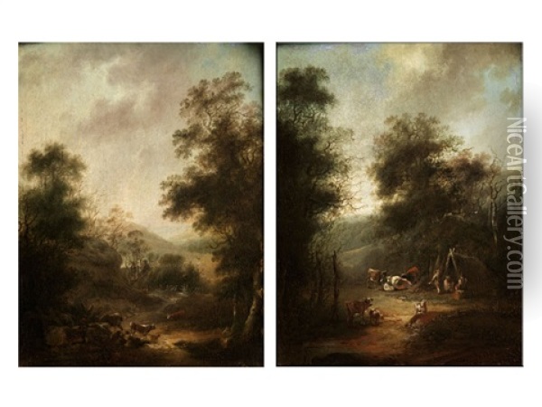 Landschaften (pair) Oil Painting - Johann Christian Brand