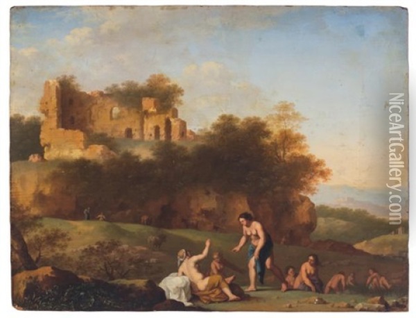 Diana And Callisto Oil Painting - Cornelis Van Poelenburgh