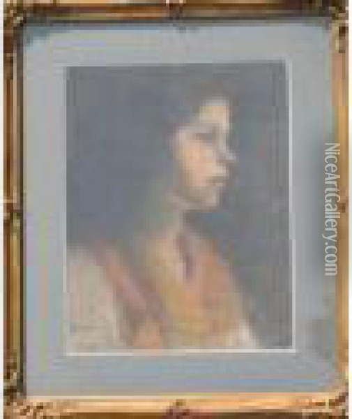 Portrait De Jeune Femme Oil Painting - Edmond Aman-Jean
