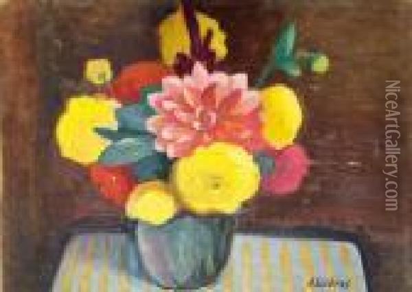 Bouquet Jaune Et Rouge Oil Painting - Alfred Lesbros
