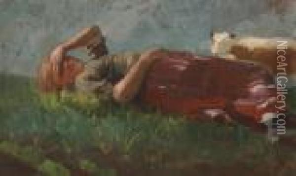 Shepherd Girl Resting Oil Painting - Winslow Homer