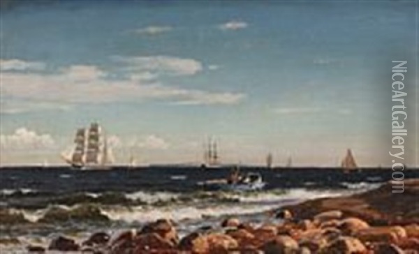 Several Ships At Oresund Oil Painting - Christian Frederic Eckardt