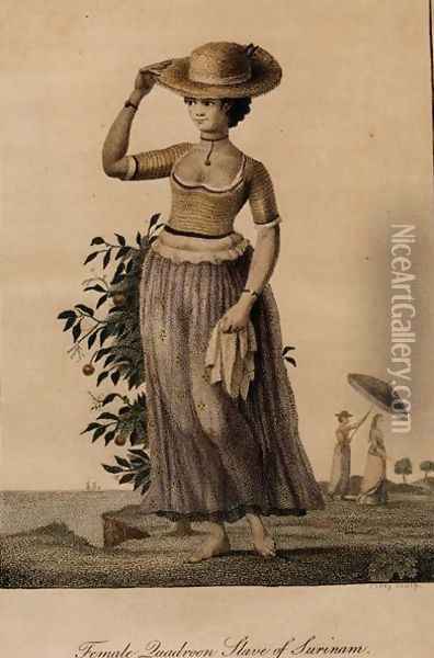 Female Quadroon Slave of Surinam, engraved by Perry, published 1806 Oil Painting - John Gabriel Stedman