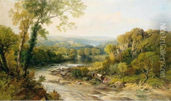 Barden Tower On The Wharfe, Yorkshire Oil Painting - Frederick William Hulme