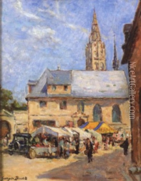 Place Du Marche A Caudebec Oil Painting - Georges Jules Ernest Binet