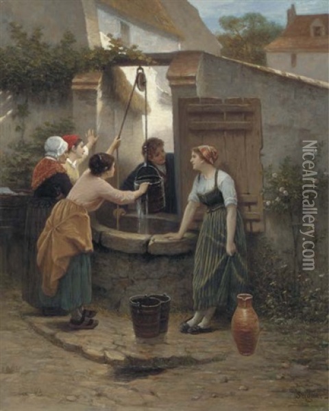 At The Well Oil Painting - Paul Seignac