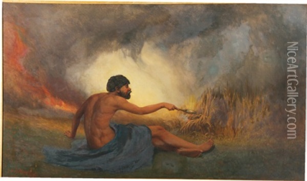 The Fire Oil Painting - William Holbrook Beard