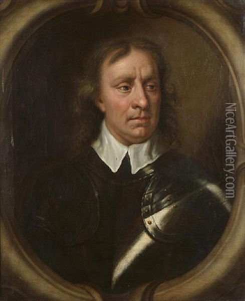Portrait Of Oliver Cromwell, Half-length, Wearing Armour Oil Painting - Samuel Cooper