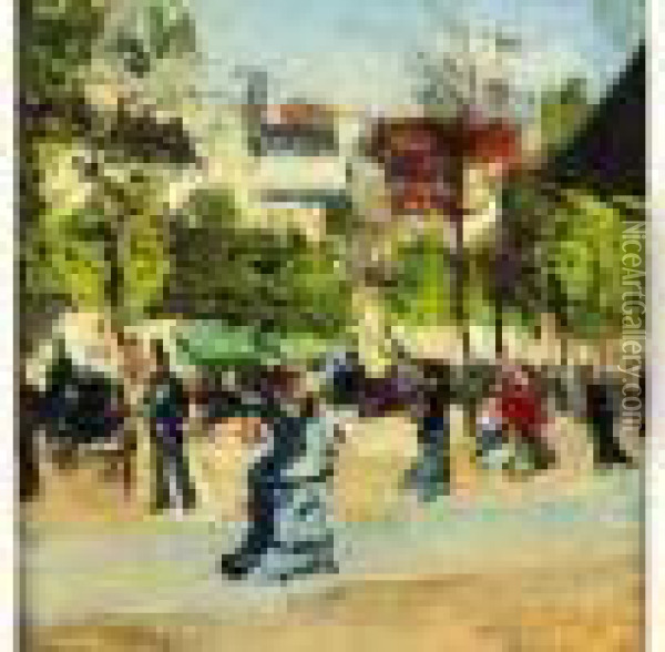 < Elegantes Sur Les Boulevards >. Oil Painting - Norbert Goeneutte