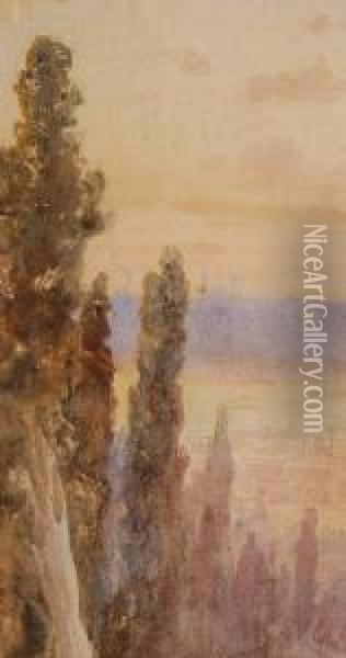 Lake Scene Constantinople Oil Painting - George Charles Haite