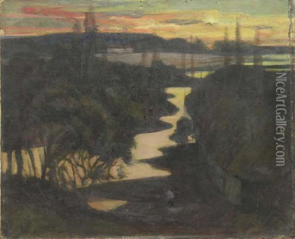 Crepuscule Sur Le Marais Oil Painting - Victor Charreton