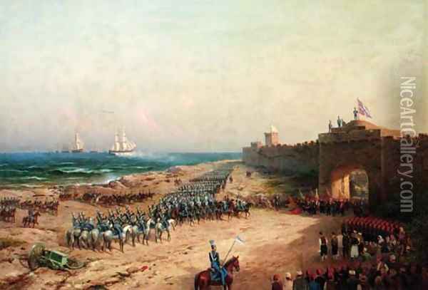 Surrender of the Turkish Fortress to Russian Forces Oil Painting - Petr Aleksandrovich Sukhodol'skii