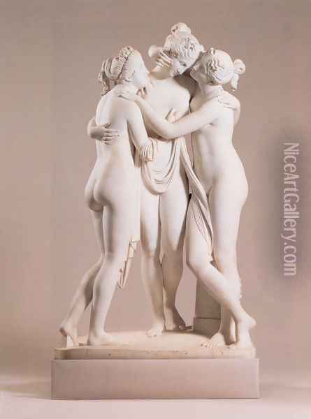The Three Graces Oil Painting - Pasquale Romanelli