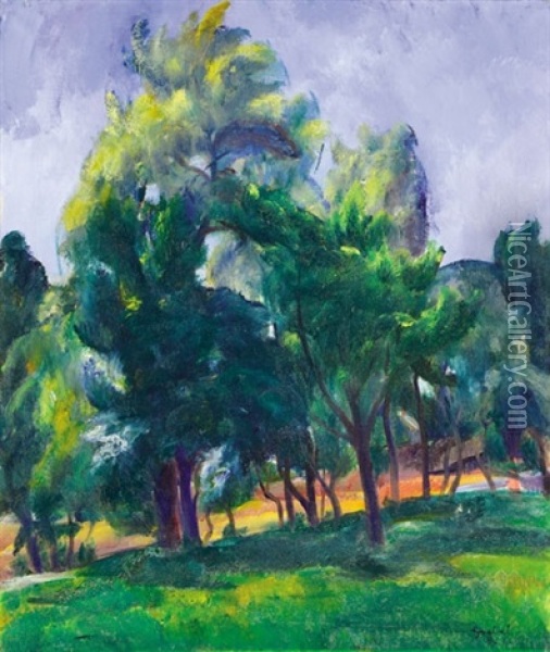 Deciduous Trees Oil Painting - Jenoe Paizs Goebel