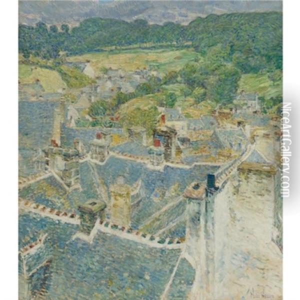 Rooftops, Pont-aven, Brittany Oil Painting - Childe Hassam