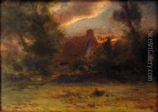 Maison Au Soleil Couchant Oil Painting - Ernest Filliard