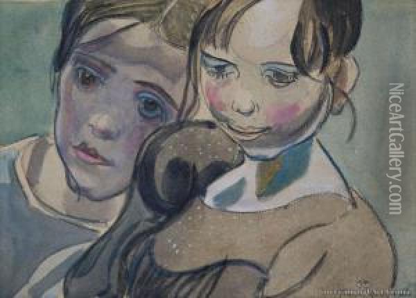Two Girls Oil Painting - Frances Mary Hodgkins